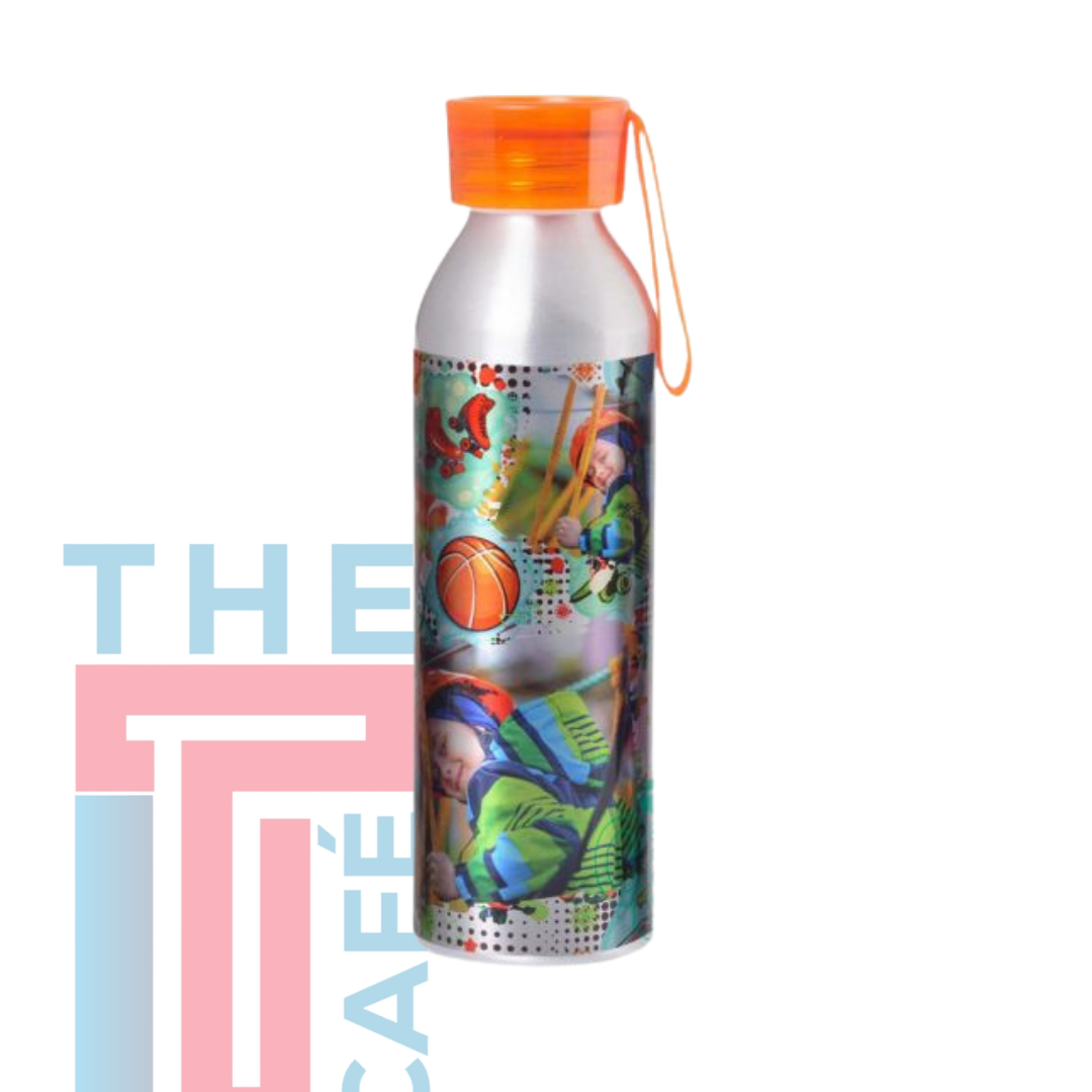 Silver Sports Bottle – Slim (Orange Lid)