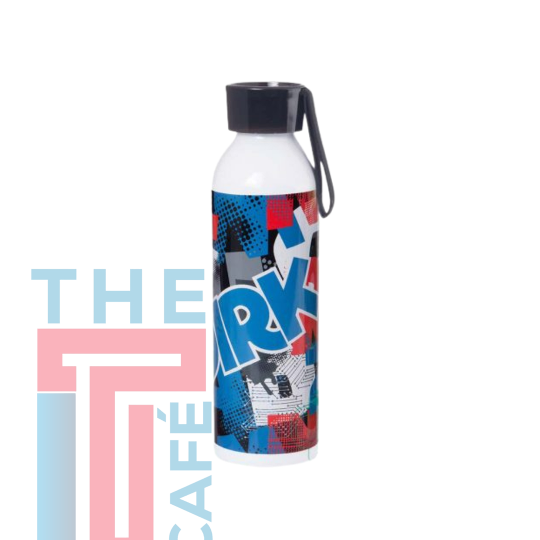 Silver Sports Bottle – Slim (Black Lid)